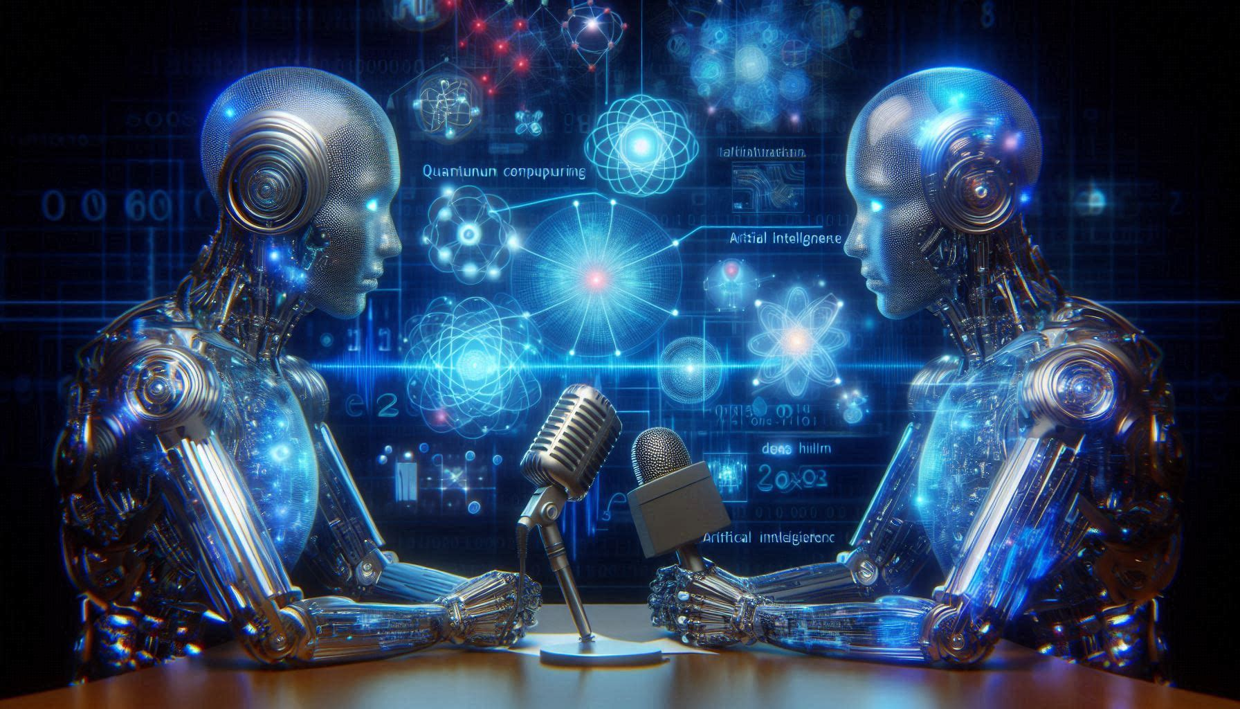 Two robots doing a news interview