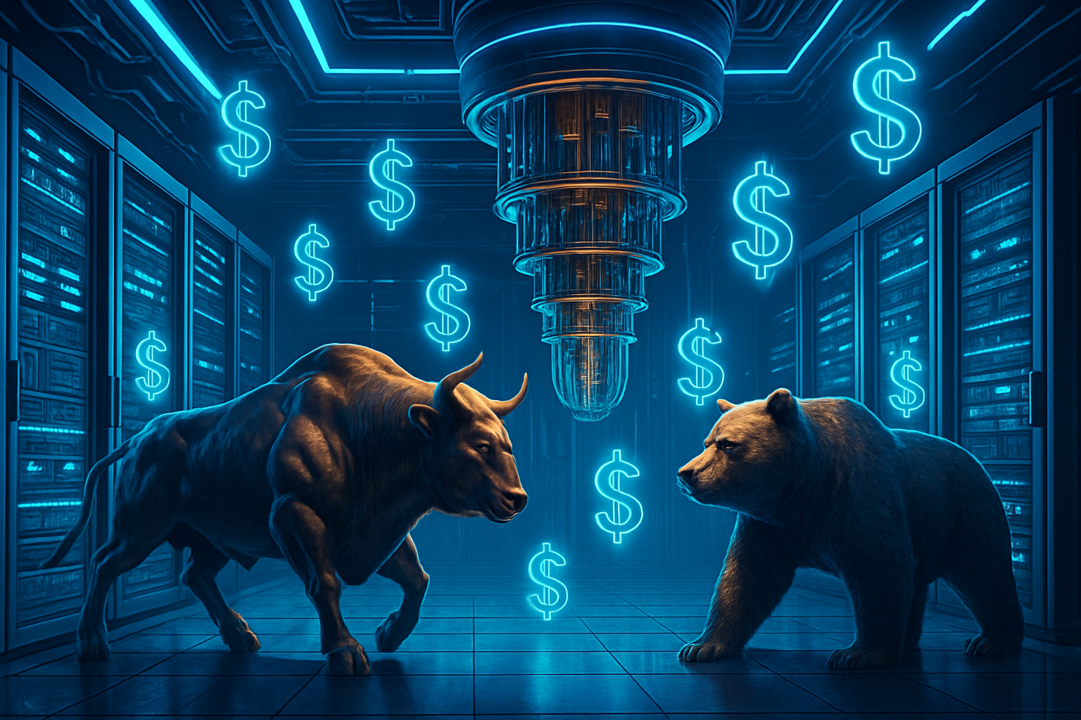 Bull and bear in a quantum data center