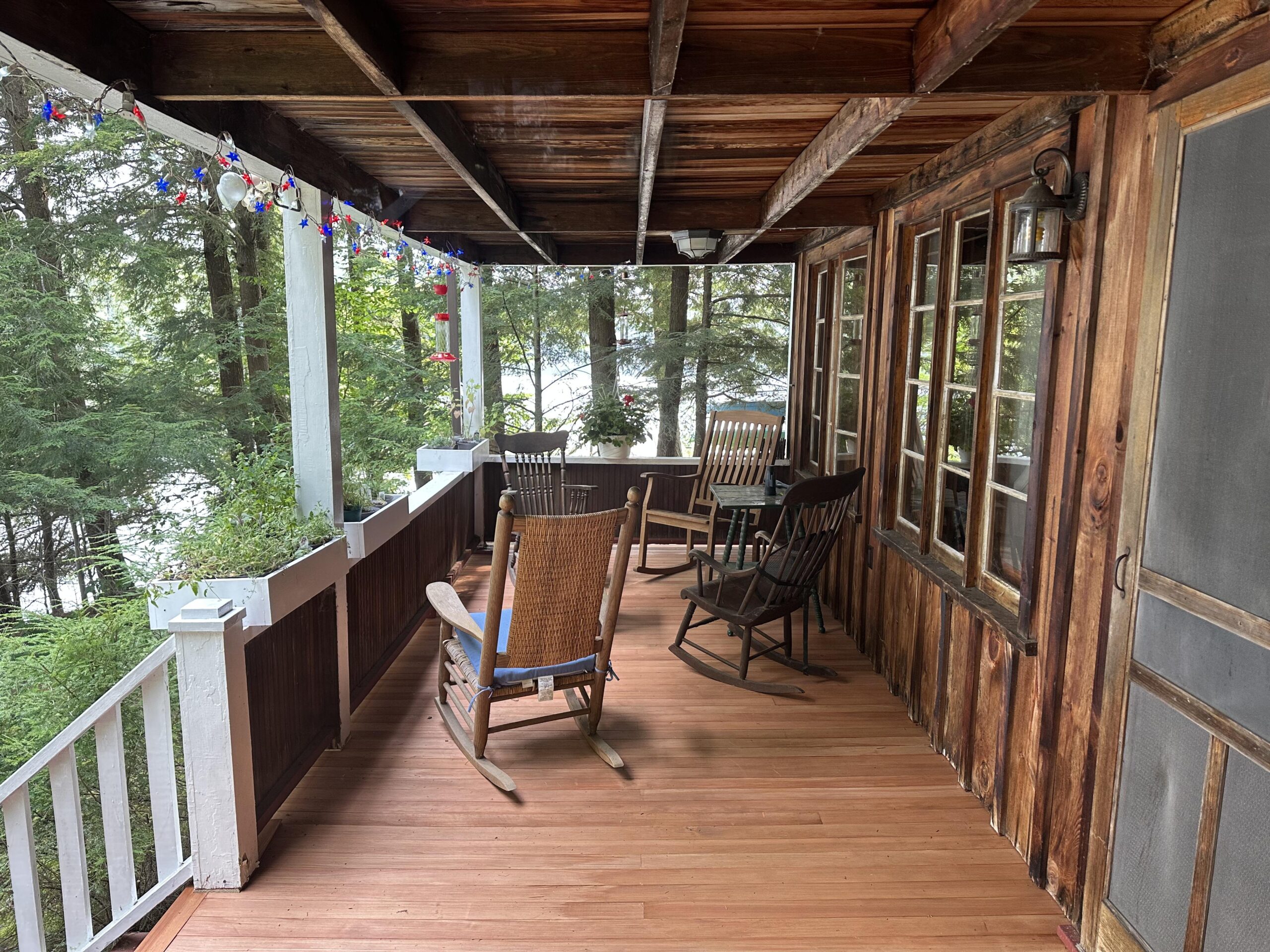 New wooden floor on a lakeside cabin